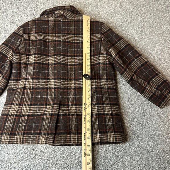 Janie And Jack Pea Coat Kids 4-5 Brown Plaid Wool Faux Fur Lined Winter‎ preppy - Picture 10 of 13